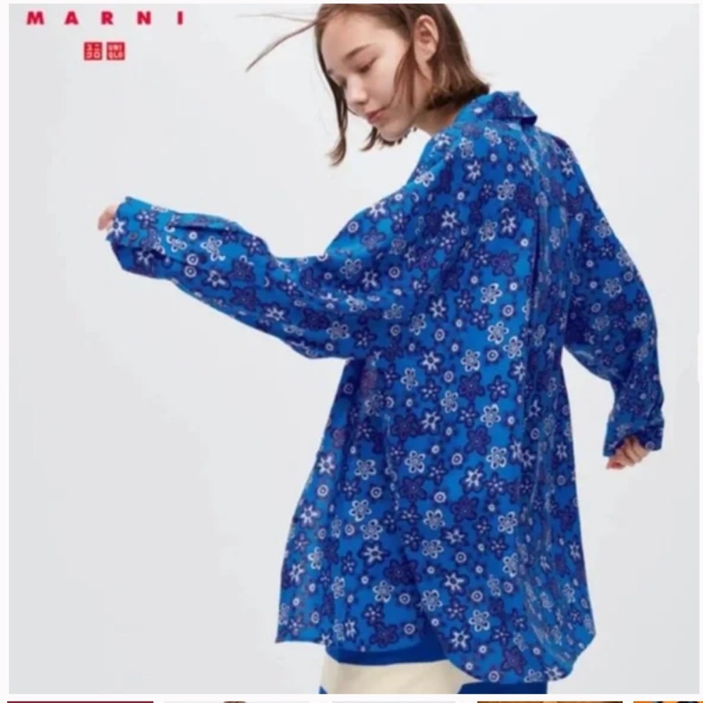 Marni Blue Floral Button-Down Shirt